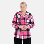 La Marey Check Pattern Long Length Shirt (Size L) - Pink