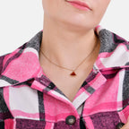 La Marey Check Pattern Long Length Shirt (Size L) - Pink