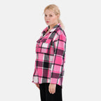 La Marey Check Pattern Long Length Shirt (Size XL) - Pink