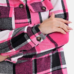 La Marey Check Pattern Long Length Shirt (Size XL) - Pink