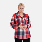 La Marey Check Pattern Long Length Shirt (Size M) - Red