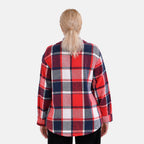 La Marey Check Pattern Long Length Shirt (Size XL) - Red