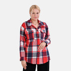 La Marey Check Pattern Long Length Shirt (Size XL) - Red