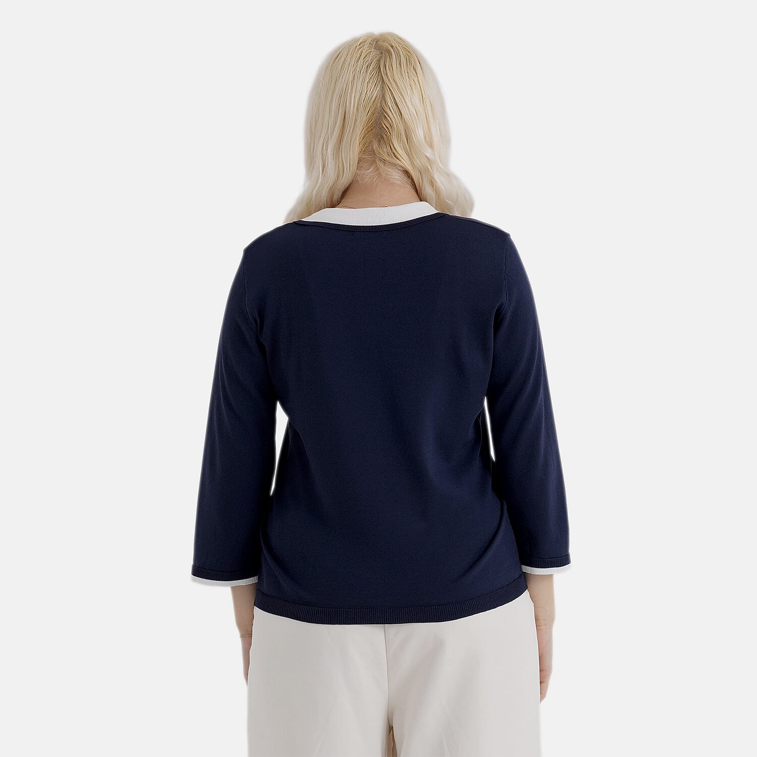 La Marey Knitted Short Sleeve Polo Shirt (Size L, Fit 16 To 18) - Navy Blue