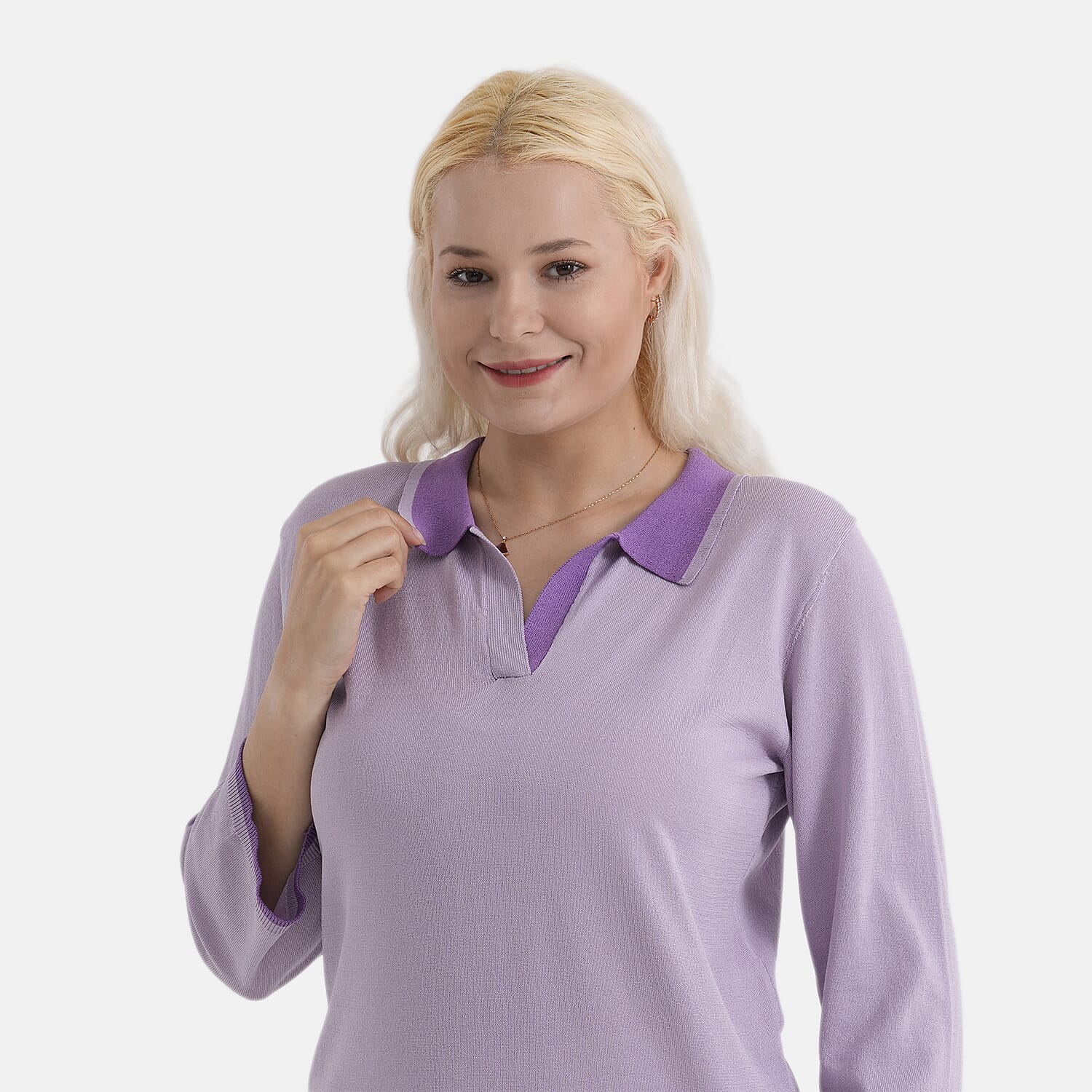 La Marey Knitted Short Sleeve Polo Shirt (Size S, Fit 8 To 10) - Purple