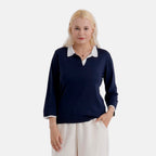 La Marey Knitted Short Sleeve Polo Shirt (Size XL, Fit 20 To 22) - Navy Blue