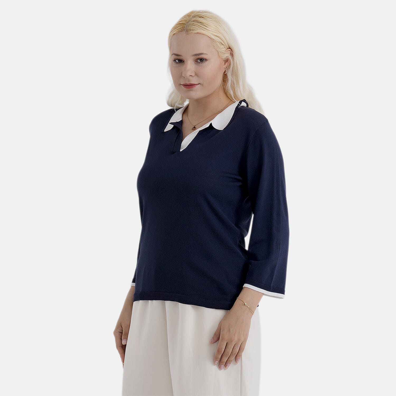 La Marey Knitted Short Sleeve Polo Shirt (Size XL, Fit 20 To 22) - Navy Blue