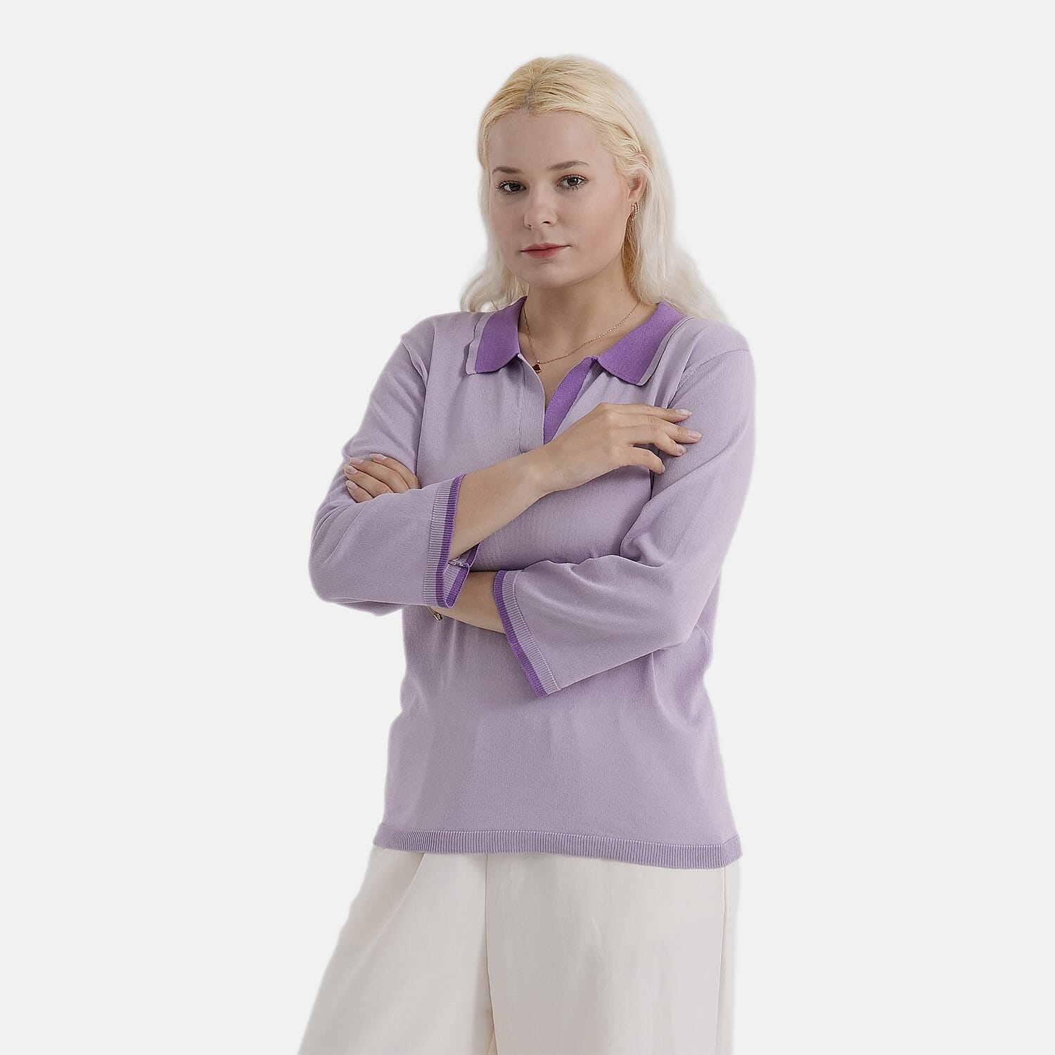 La Marey Knitted Short Sleeve Polo Shirt (Size XL, Fit 20 To 22) - Purple