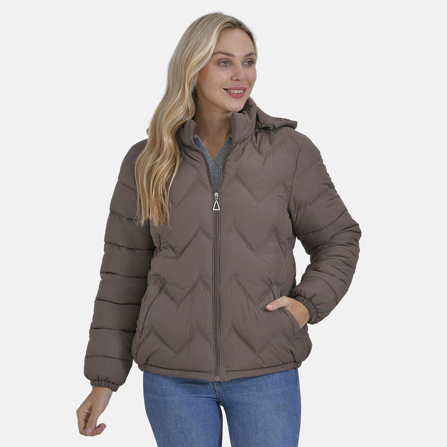 La Marey Lightning-Patterned Jacket (Size 24 to 26) - Brown