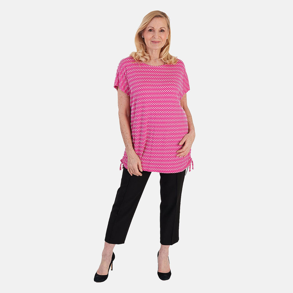 La Marey Short Sleeve Aop Top (Size 10) - Pink