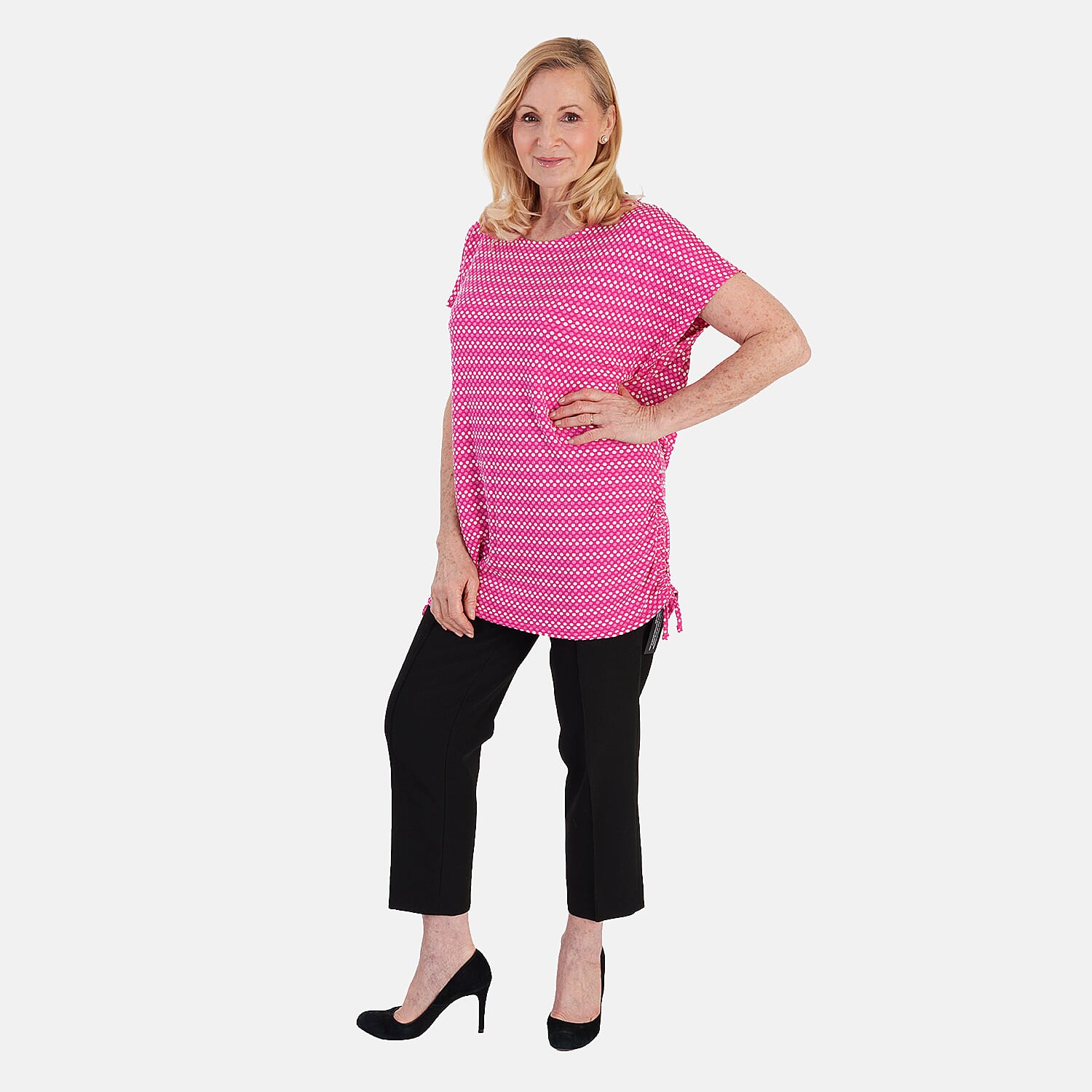 La Marey Short Sleeve Aop Top (Size 10) - Pink