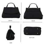 La Marey Signature Minimalist Sculptural Top Handle Handbag with Crossbody Strap - Black