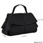 La Marey Signature Minimalist Sculptural Top Handle Handbag with Crossbody Strap - Black