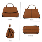 La Marey Signature Minimalist Sculptural Top Handle Handbag with Crossbody Strap - Brown
