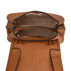 La Marey Signature Minimalist Sculptural Top Handle Handbag with Crossbody Strap - Brown