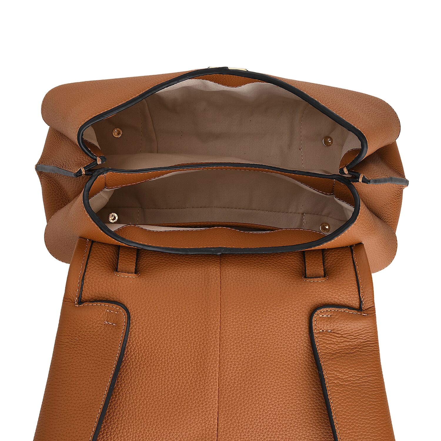 La Marey Signature Minimalist Sculptural Top Handle Handbag with Crossbody Strap - Brown