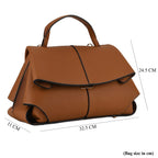 La Marey Signature Minimalist Sculptural Top Handle Handbag with Crossbody Strap - Brown