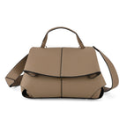 La Marey Signature Minimalist Sculptural Top Handle Handbag with Crossbody Strap - Grey
