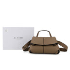 La Marey Signature Minimalist Sculptural Top Handle Handbag with Crossbody Strap - Grey