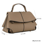 La Marey Signature Minimalist Sculptural Top Handle Handbag with Crossbody Strap - Grey