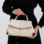 La Marey Signature Minimalist Sculptural Top Handle Handbag with Crossbody Strap - Off White