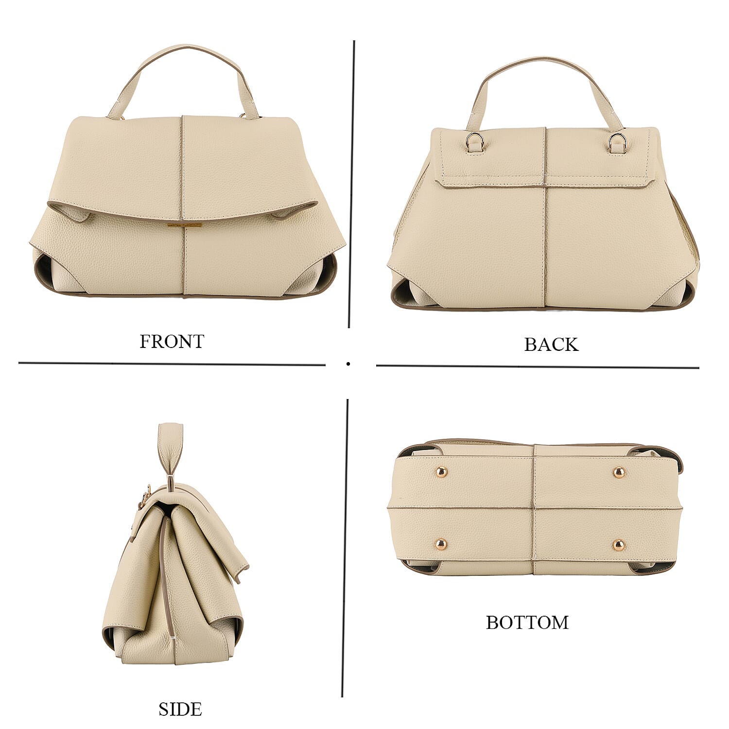 La Marey Signature Minimalist Sculptural Top Handle Handbag with Crossbody Strap - Off White