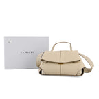 La Marey Signature Minimalist Sculptural Top Handle Handbag with Crossbody Strap - Off White