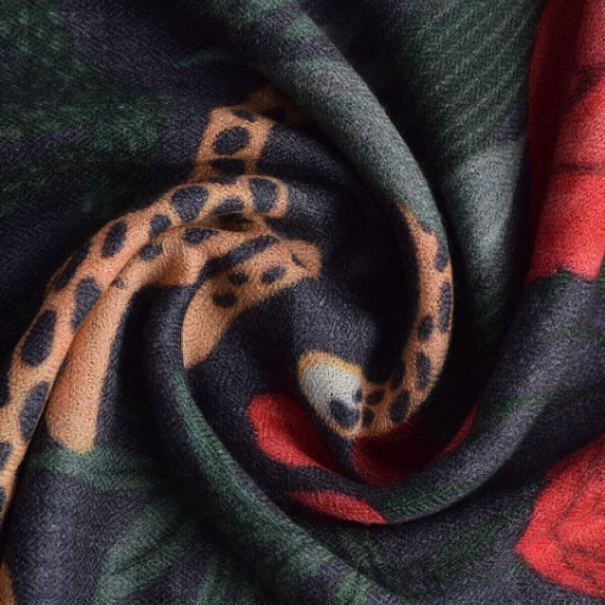 La Marey Signature - Valissiere 100% Cashmere Wool Scarf (One Size) - Black Leopard