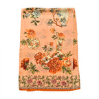 LA MAREY 100% Silk Floral Pattern Scarf (Size 170x53 cm) - Red - Pink