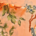 LA MAREY 100% Silk Floral Pattern Scarf (Size 170x53 cm) - Red - Pink