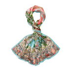 LA MAREY 100% Silk Floral Pattern Scarf (Size 178x53 cm) - Pink & Green