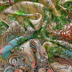 LA MAREY 100% Silk Floral Pattern Scarf (Size 178x53 cm) - Pink & Green