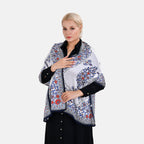 LA MAREY 100% Silk Floral Pattern Scarf (Size 171x53 cm) - White - Red