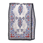 LA MAREY 100% Silk Floral Pattern Scarf (Size 171x53 cm) - White - Red