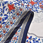 LA MAREY 100% Silk Floral Pattern Scarf (Size 171x53 cm) - White - Red