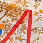 LA MAREY 100% Silk Floral Pattern Scarf (Size 178x53 cm) - White - Yellow