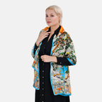 La Marey 100% Silk Floral Scarf (Size 170x52 cm) - Red & Yellow