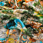 La Marey 100% Silk Floral Scarf (Size 170x52 cm) - Red & Yellow