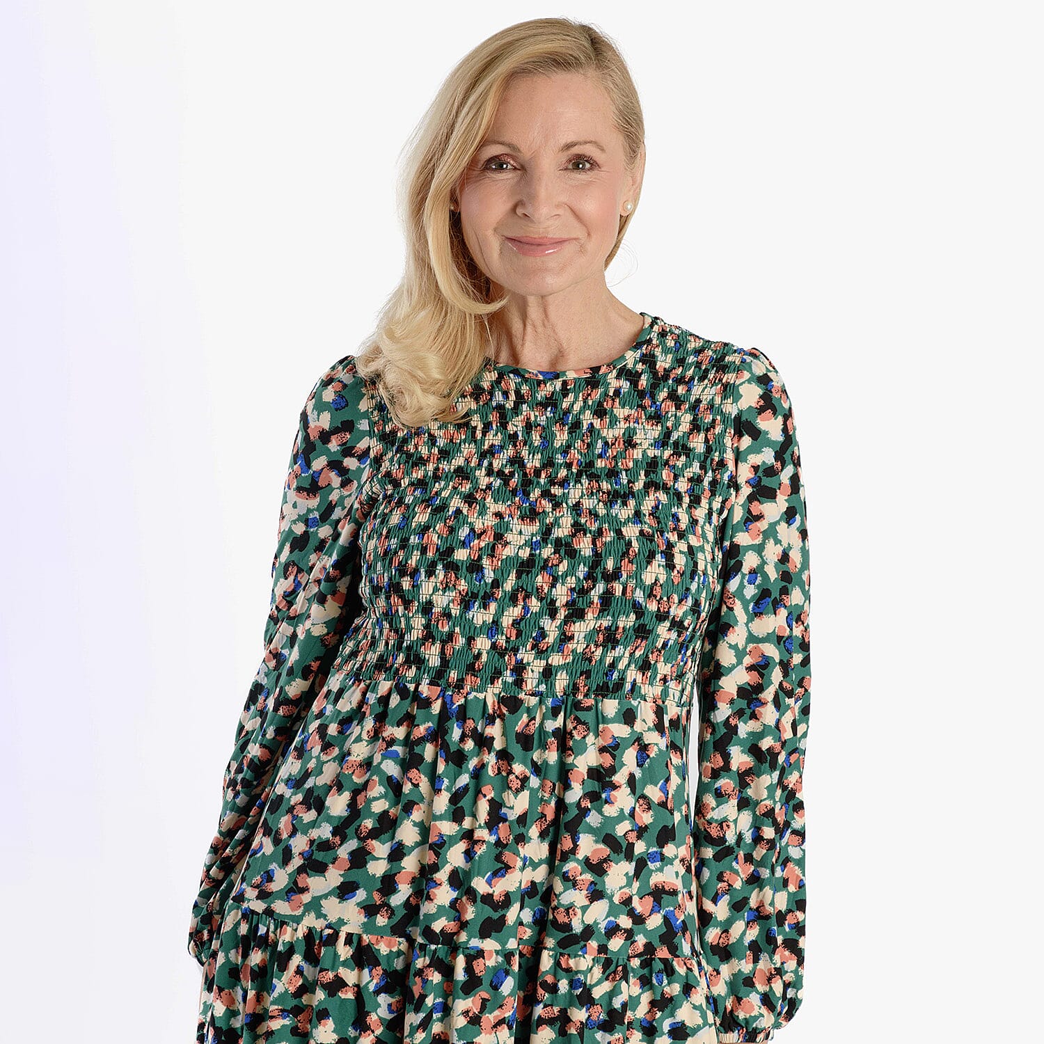 La Marey Soft Touch Knitted Shirred Dress (Size L) - Green