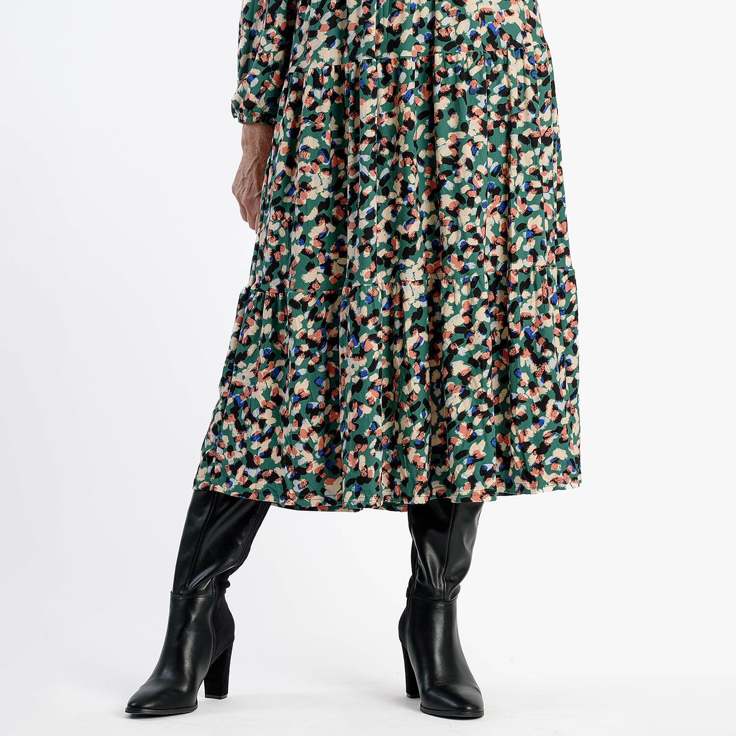 La Marey Soft Touch Knitted Shirred Dress (Size L) - Green