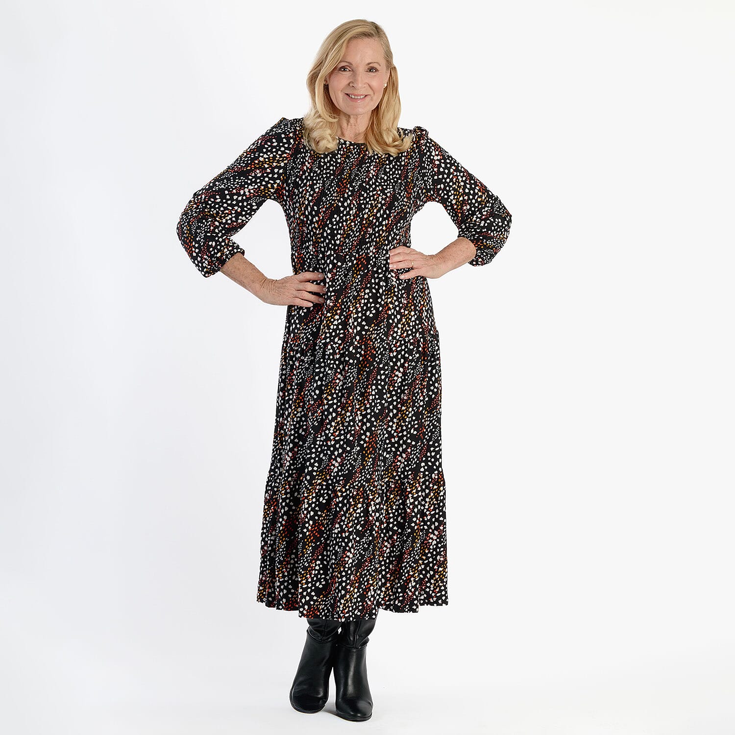 La Marey Soft Touch Knitted Shirred Dress (Size M) - Black