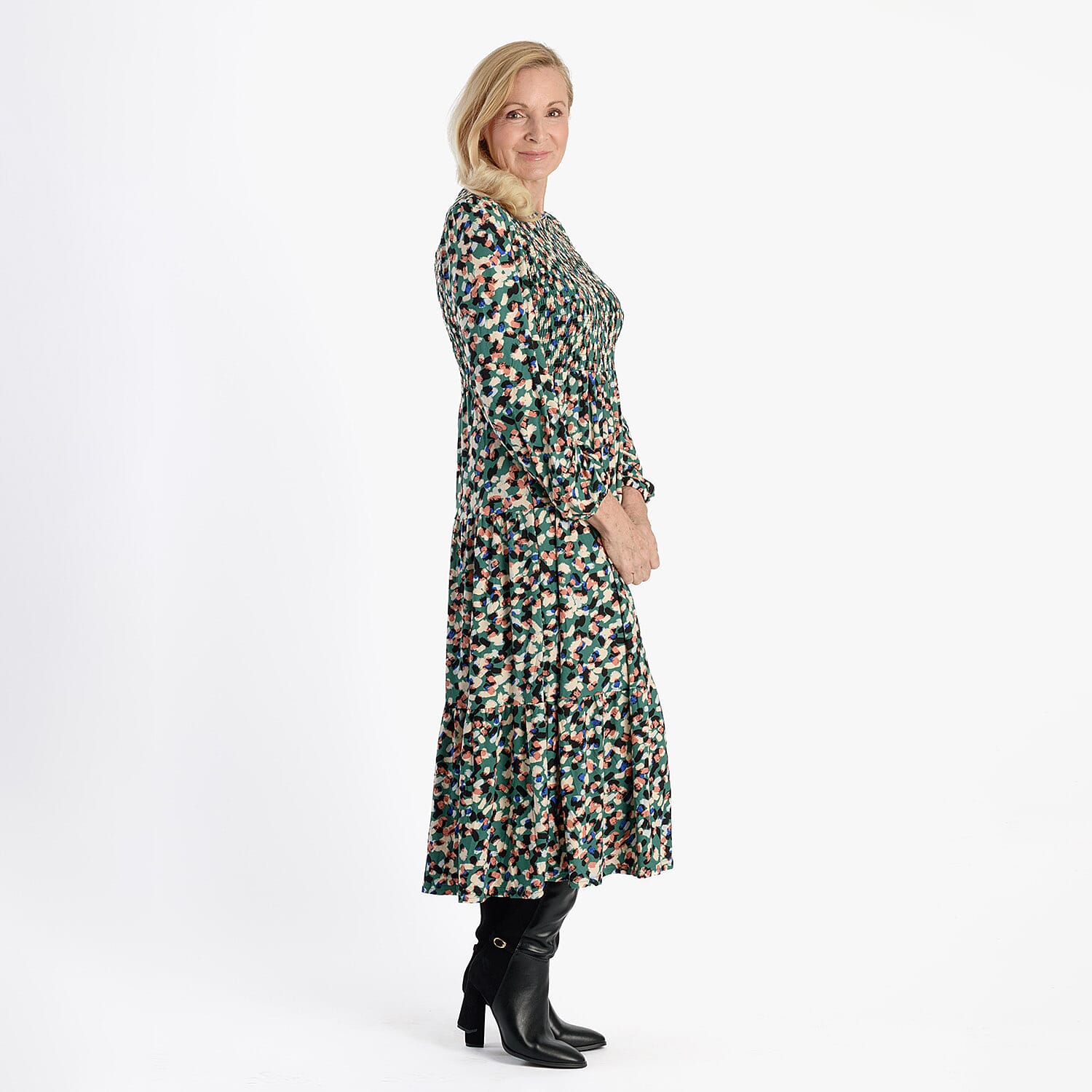 La Marey Soft Touch Knitted Shirred Dress (Size M) - Green