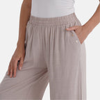 La Marey Casual Wide Leg Trousers with Elastic Waist (Size 12 to 14) - Beige