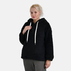 La Marey Plush Hoodie with Buttons (Size XL) - Black