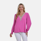 La Marey V-Neck Long Sleeve Jersey Top (Size XL) - Purple