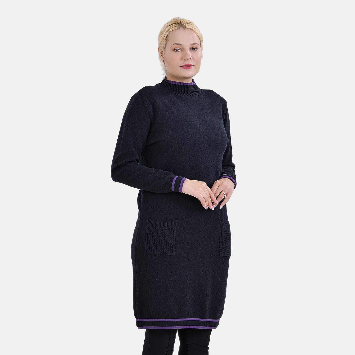 Limited Collection La Marey Cotton Blend Knitted Dress (Size S-M) - Black - Pink