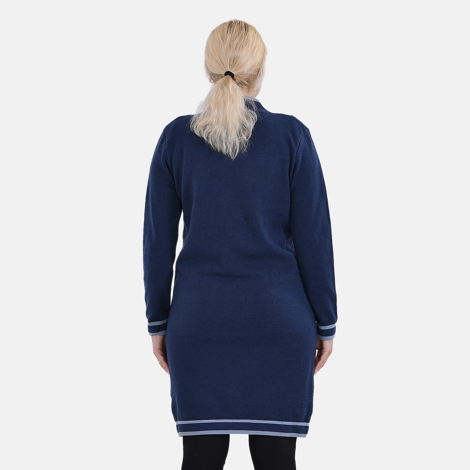 Limited Collection La Marey Cotton Blend Knitted Dress (Size S-M) - Navy & Cream - Navy Cream & Cream