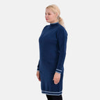 Limited Collection La Marey Cotton Blend Knitted Dress (Size S-M) - Navy & Cream - Navy Cream & Cream