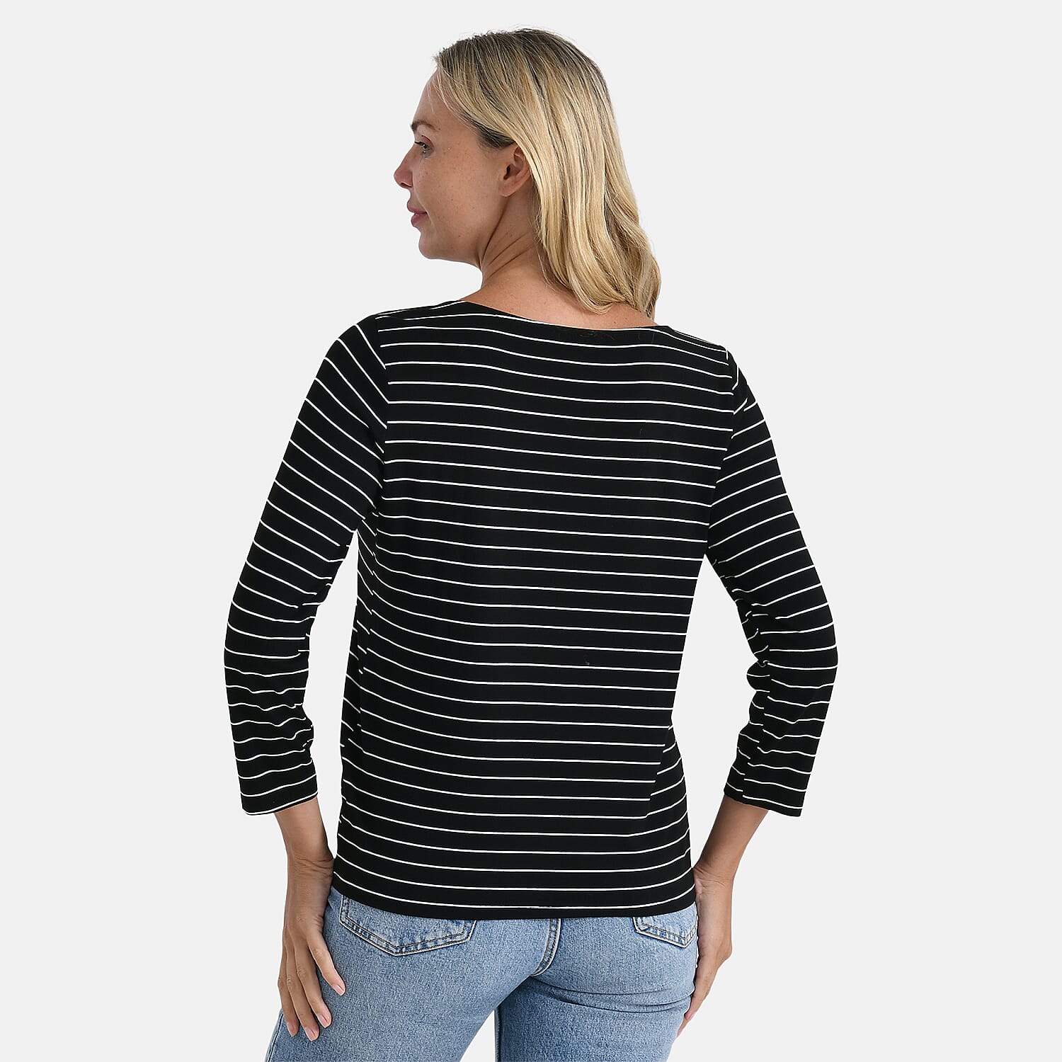 La Marey Striped Viscose Stretch T-shirt (Size XXL) - Black & White