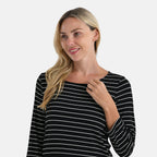 La Marey Striped Viscose Stretch T-shirt (Size XXL) - Black & White